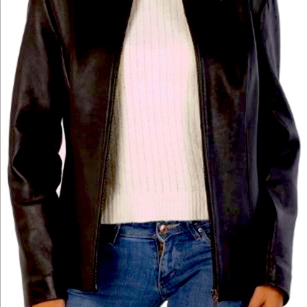 100% New Zealand lambskin leather; Lining: 100% polyester women jacket L N R